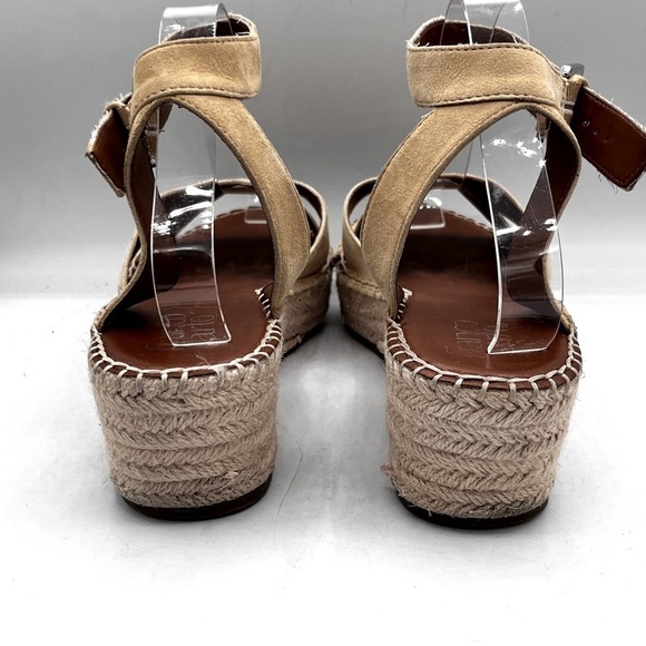 Franco Sarto Pellia Espadrille Sandals Size 10M Sand Suede Wedge Ankle Strap - Picture 5 of 10